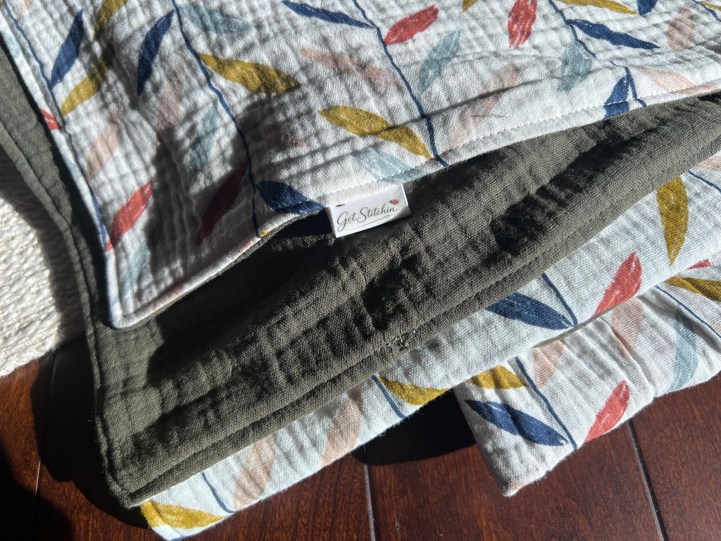 Falling Leaves Double Gauze Baby Blanket