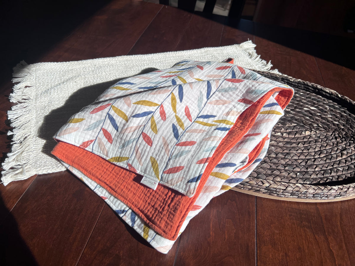 Falling Leaves Double Gauze Baby Blanket
