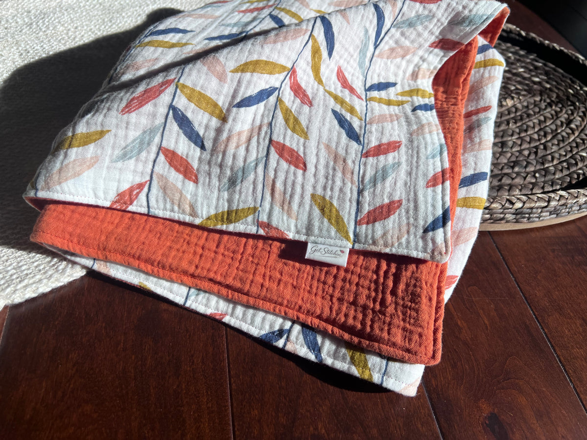 Falling Leaves Double Gauze Baby Blanket