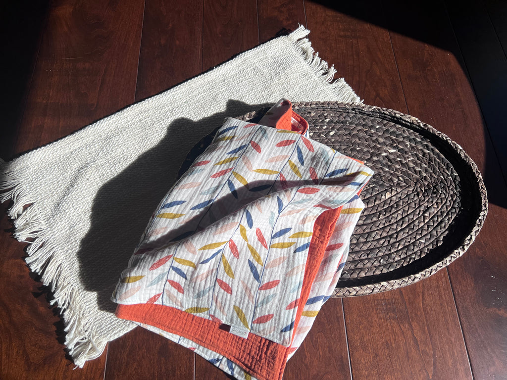 Falling Leaves Double Gauze Baby Blanket