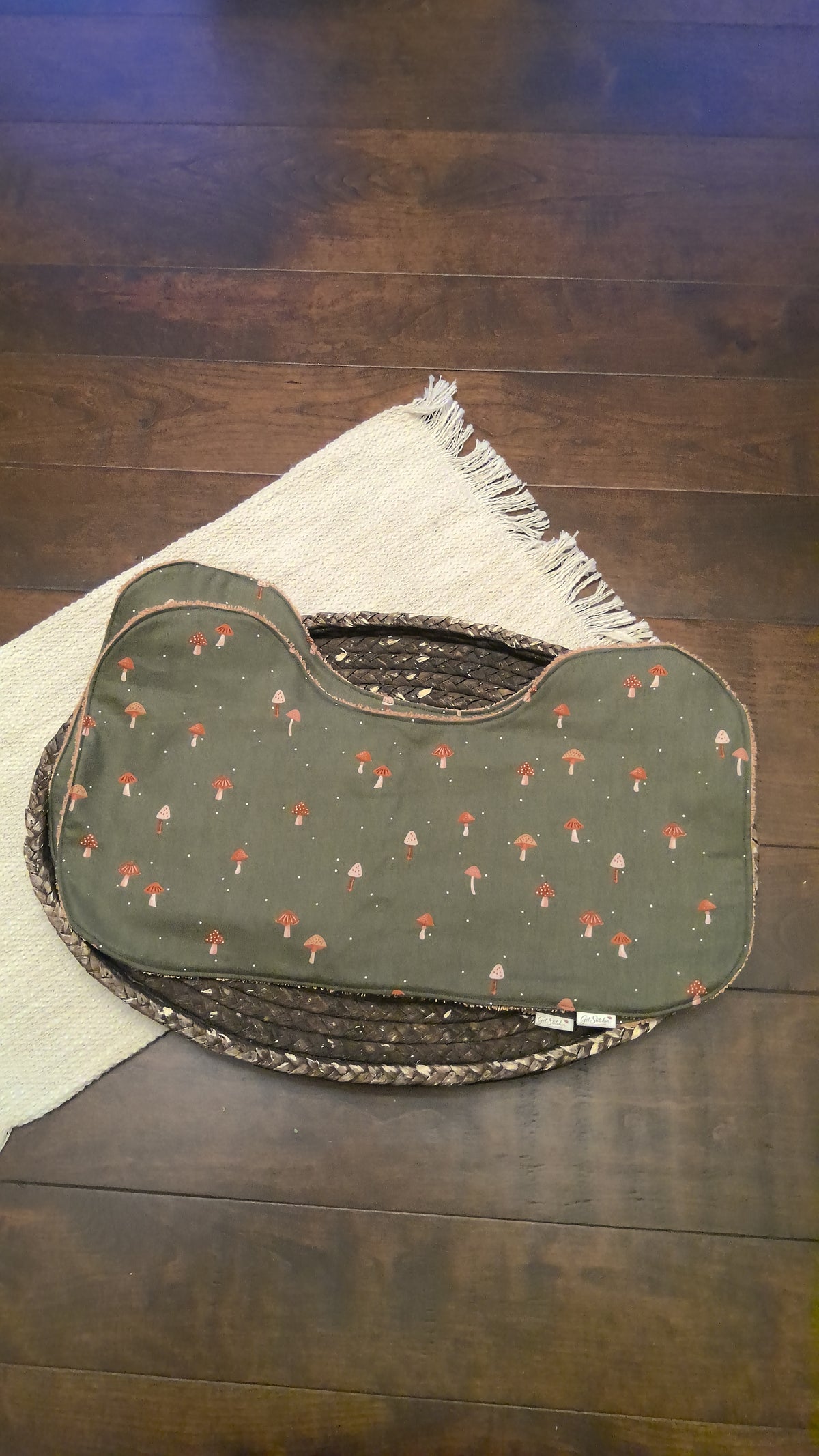 Green Mushrooms Burp Cloth