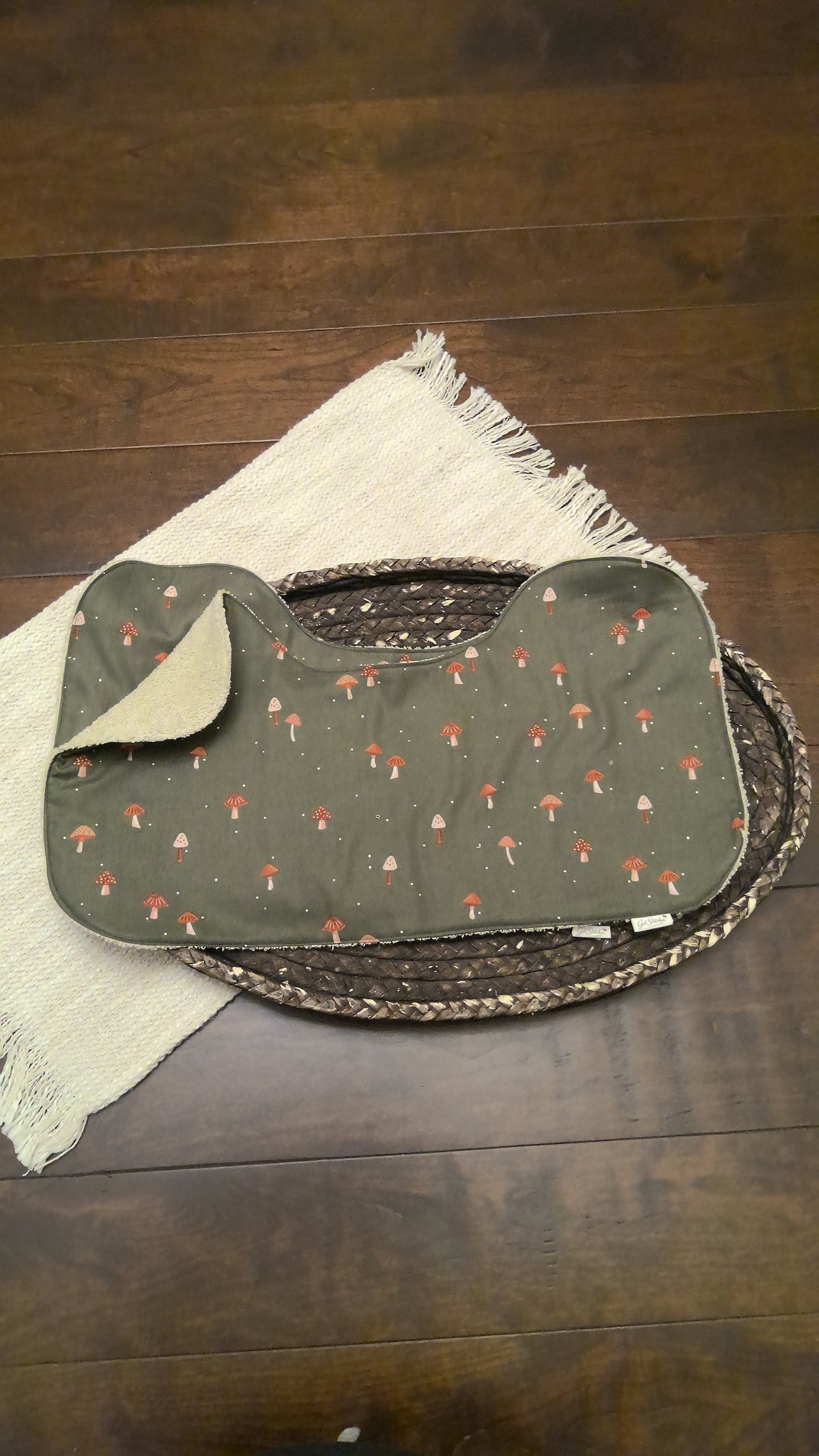 Green Mushrooms Burp Cloth