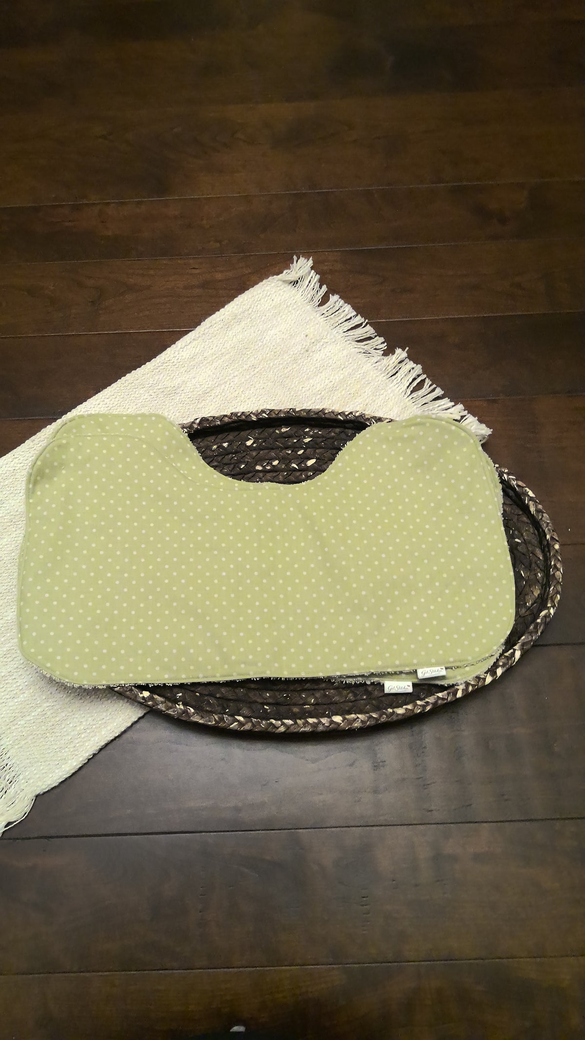 Sage Polka Dots Burp Cloth – Beige Terry