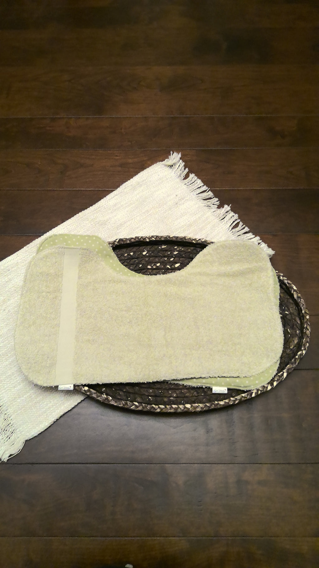 Sage Polka Dots Burp Cloth – Beige Terry