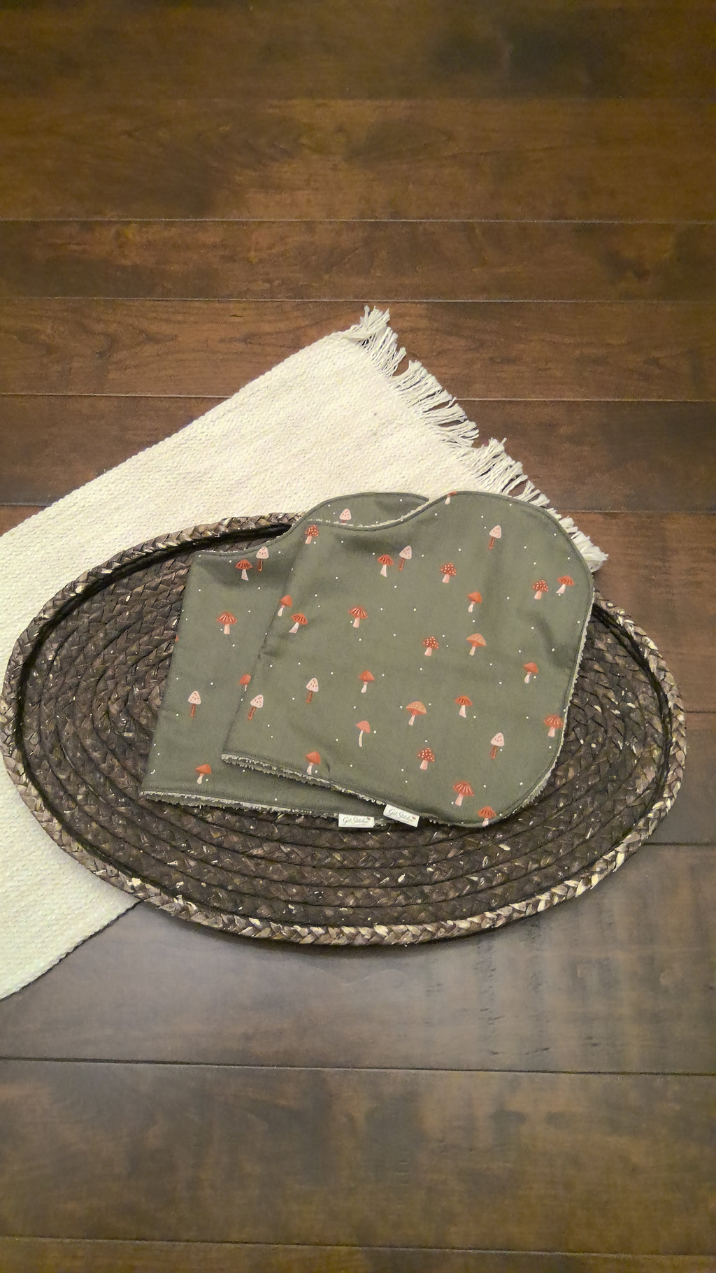 Green Mushrooms Burp Cloth