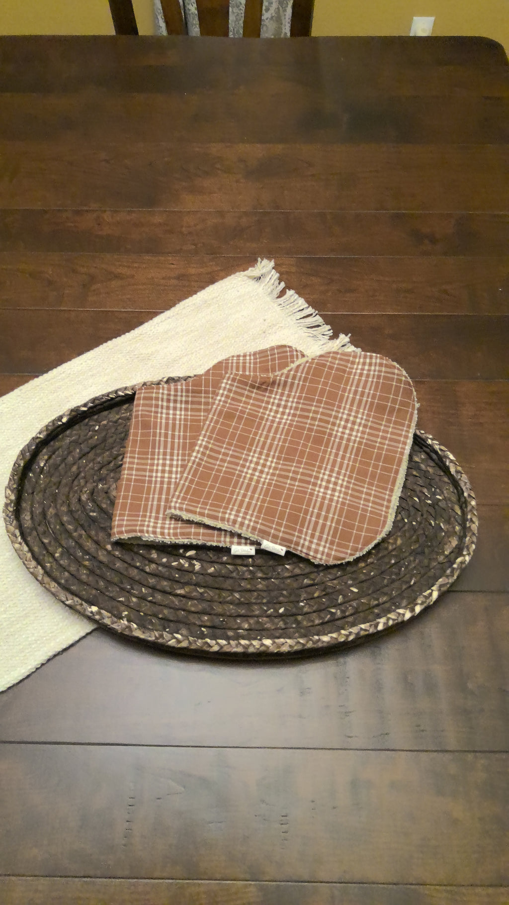 Brown Plaid Burp Cloth – Beige Terry