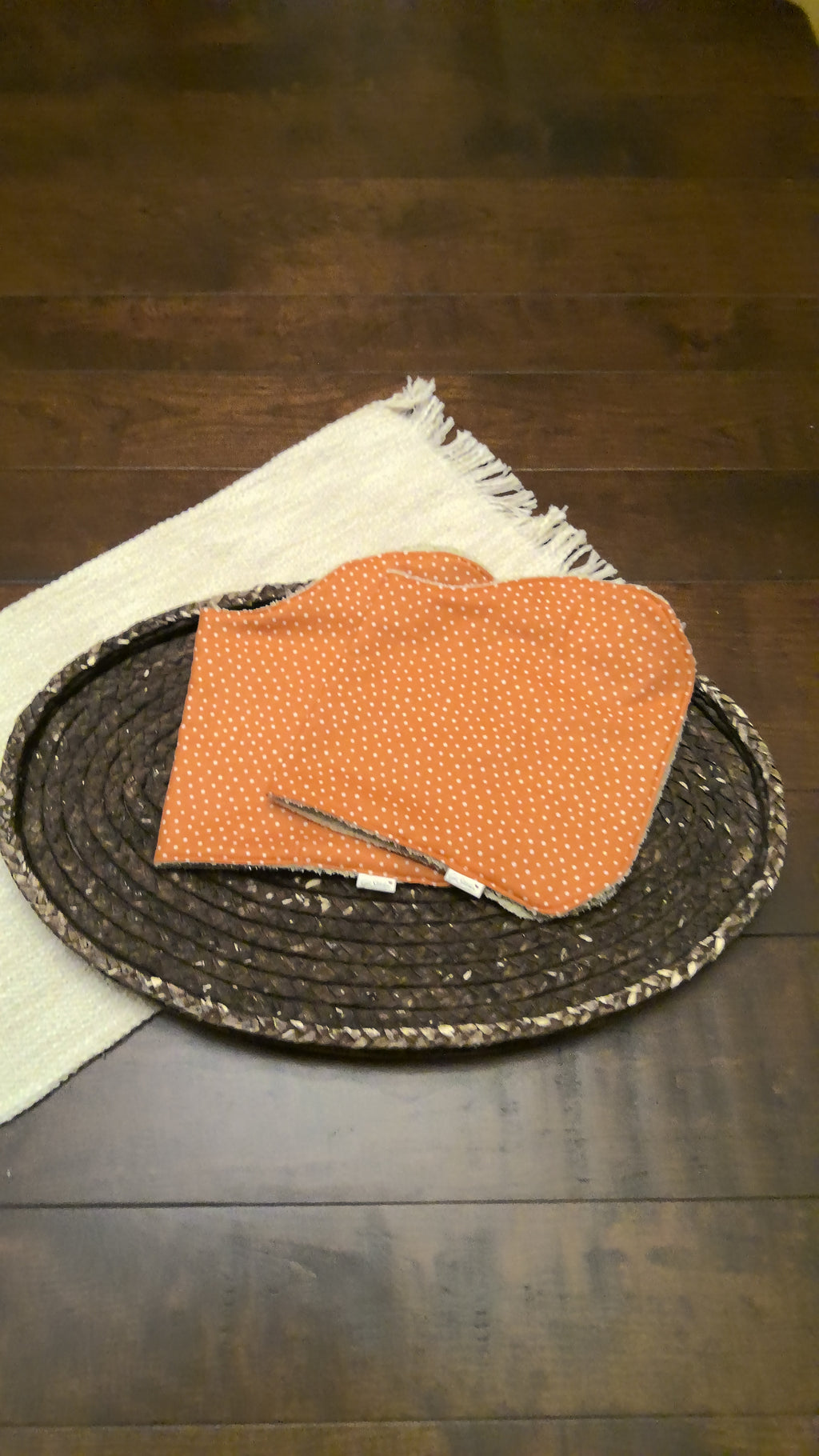 Orange Polka Dots Burp Cloth – Beige Terry